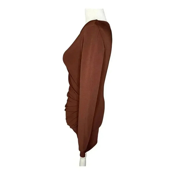 ZARA Women’s Small Brown Cutout Pleated Dress NWOT - Picture 3 of 8